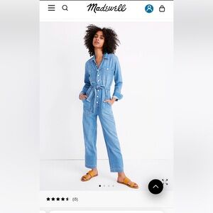 Madewell denim tie-waist jumpsuit in Cosgrove wash. Size XS.